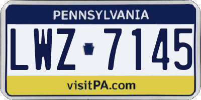 PA license plate LWZ7145