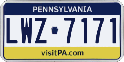 PA license plate LWZ7171