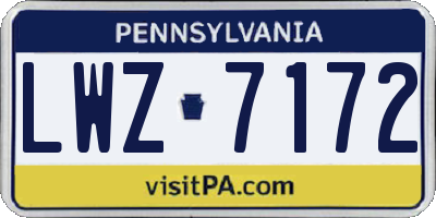 PA license plate LWZ7172