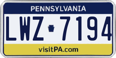 PA license plate LWZ7194