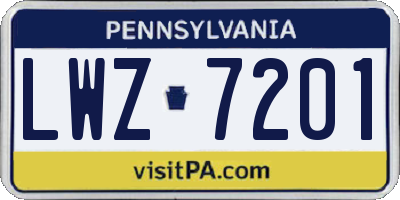 PA license plate LWZ7201