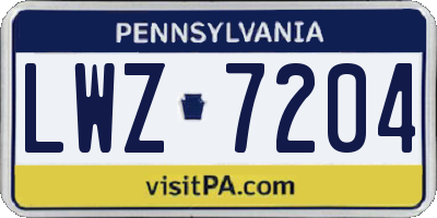 PA license plate LWZ7204