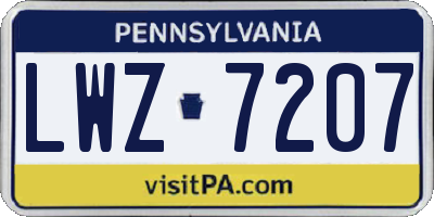 PA license plate LWZ7207