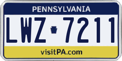 PA license plate LWZ7211