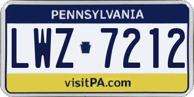 PA license plate LWZ7212
