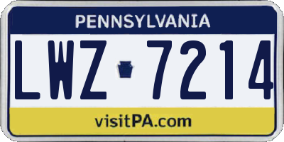 PA license plate LWZ7214