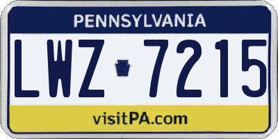 PA license plate LWZ7215