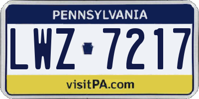 PA license plate LWZ7217