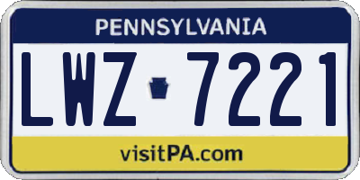 PA license plate LWZ7221