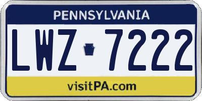 PA license plate LWZ7222