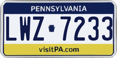 PA license plate LWZ7233