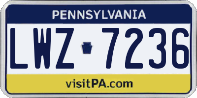PA license plate LWZ7236