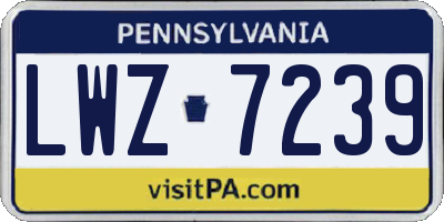 PA license plate LWZ7239