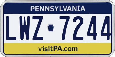 PA license plate LWZ7244