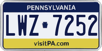 PA license plate LWZ7252