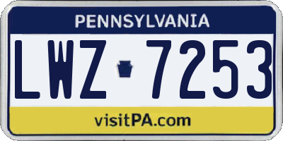 PA license plate LWZ7253