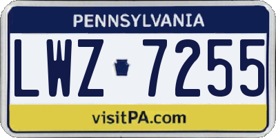 PA license plate LWZ7255