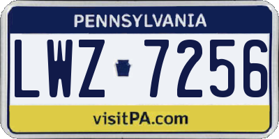 PA license plate LWZ7256