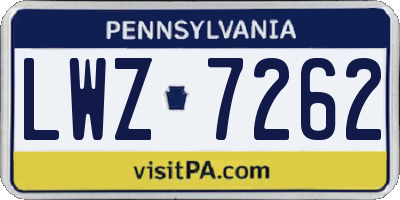 PA license plate LWZ7262