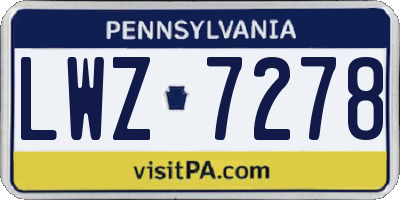 PA license plate LWZ7278