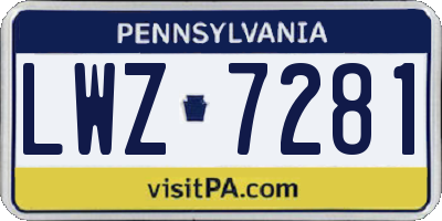 PA license plate LWZ7281