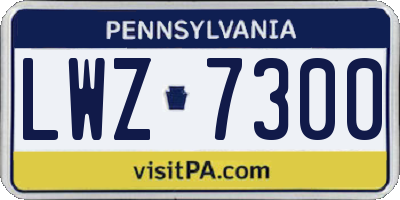 PA license plate LWZ7300