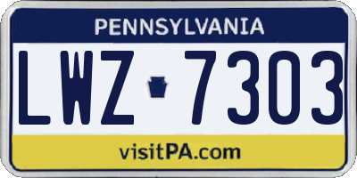 PA license plate LWZ7303