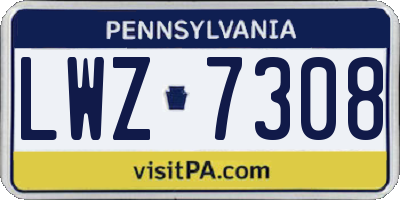 PA license plate LWZ7308
