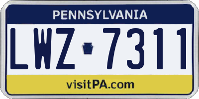 PA license plate LWZ7311