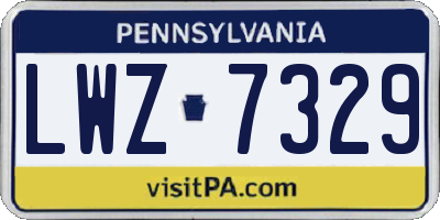 PA license plate LWZ7329