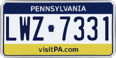 PA license plate LWZ7331