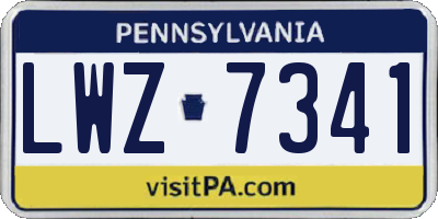 PA license plate LWZ7341