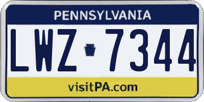 PA license plate LWZ7344