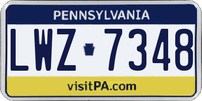 PA license plate LWZ7348