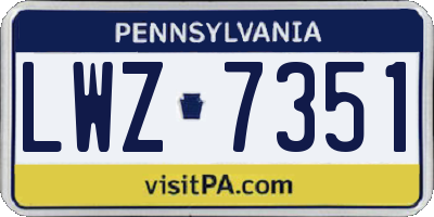 PA license plate LWZ7351