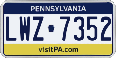 PA license plate LWZ7352