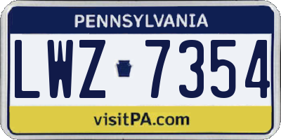 PA license plate LWZ7354