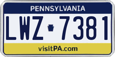 PA license plate LWZ7381