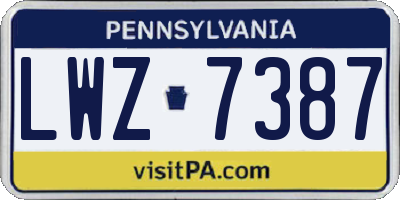 PA license plate LWZ7387