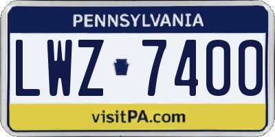 PA license plate LWZ7400