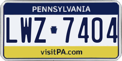 PA license plate LWZ7404