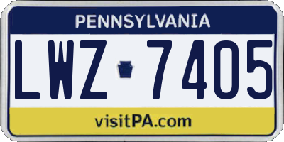 PA license plate LWZ7405
