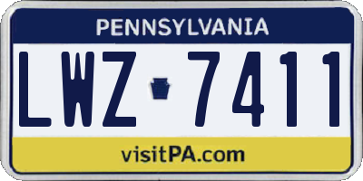 PA license plate LWZ7411