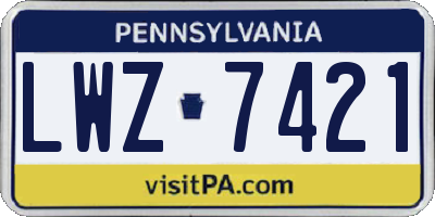 PA license plate LWZ7421