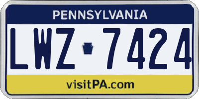 PA license plate LWZ7424