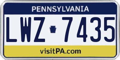 PA license plate LWZ7435