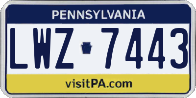 PA license plate LWZ7443
