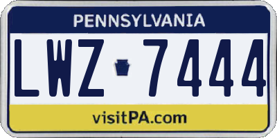PA license plate LWZ7444