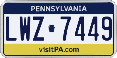 PA license plate LWZ7449