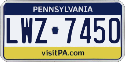 PA license plate LWZ7450
